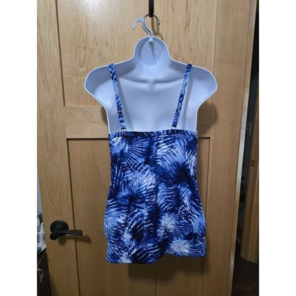 Lands End Womens Swim Tank Top Blue Tie-Dye Adjustable Straps Nylon/Spandex Sz 4 - Picture 3 of 5